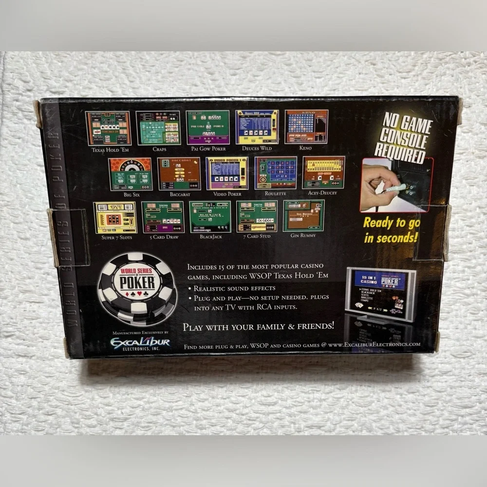 NIB World Series of Poker Plug & Play 15-in-1 Casino Video Game